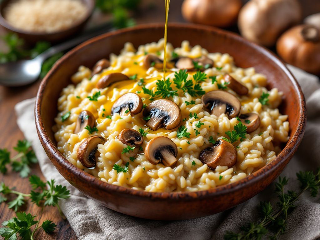 Kremowe Risotto z Grzybami bez Dodatku Mleka
