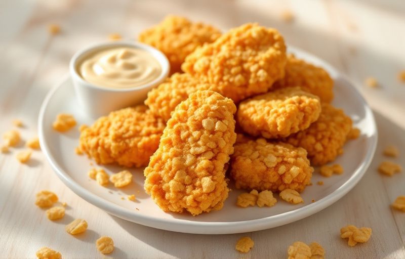 Nuggetsy z kurczaka w panierce z płatków kukurydzianych z Air Fryer