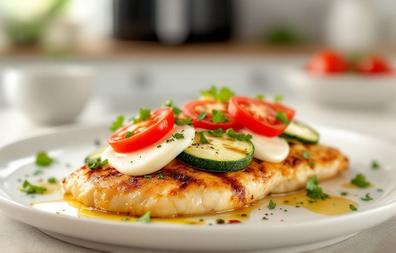 Pierś z kurczaka z mozzarellą, cukinią i pomidorem z Air Fryer