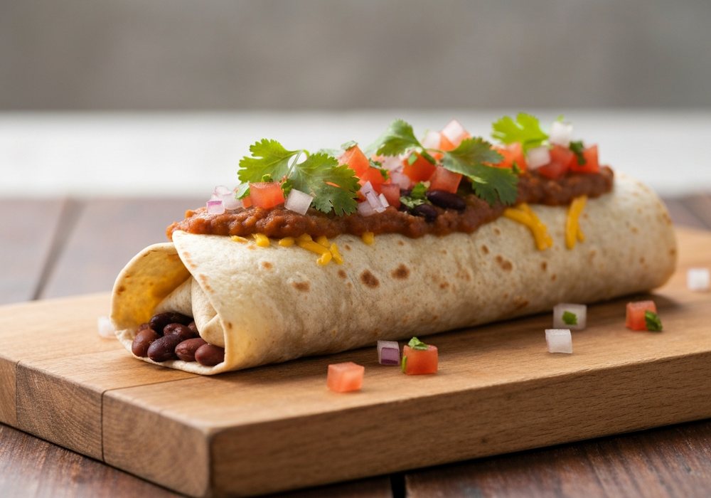 Burrito z wołowiną, fasolą i warzywami