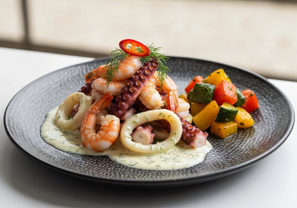 Calamari greckie smażone na chrupko z cytryną