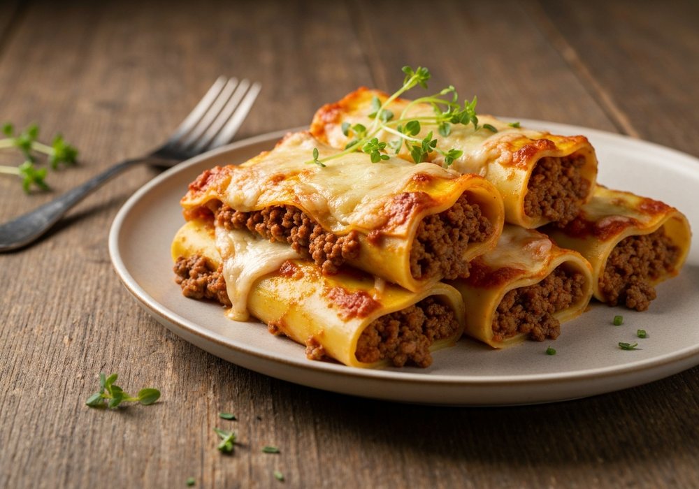 Cannelloni bolognese zapiekane w sosie beszamelowym