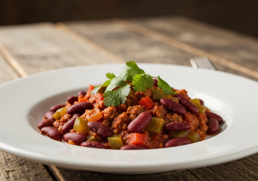 Chili sin carne z czerwoną fasolą i warzywami