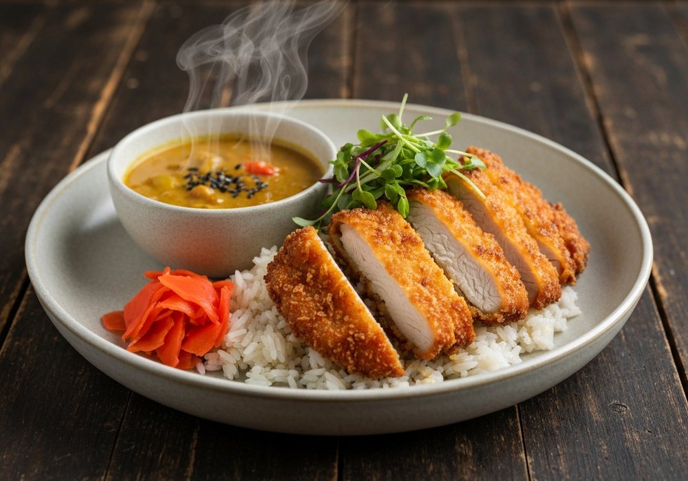 Katsu curry z chrupiącym kurczakiem i ryżem
