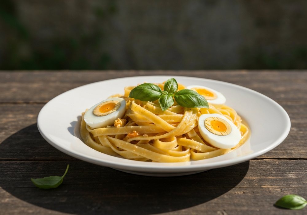 Makaron fettuccine domowy, jajeczny
