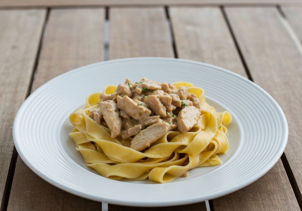 Pappardelle z kurczakiem i sosem śmietanowym