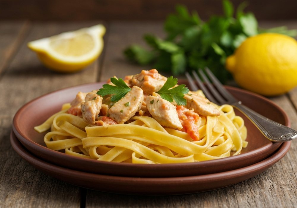 Tagliatelle z kurczakiem i kremowym sosem
