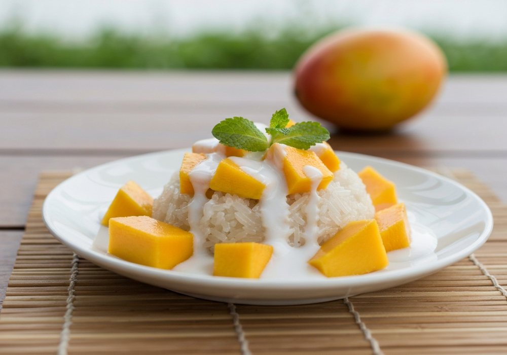 Mango sticky rice – tajski kleisty ryż kokosowy z dojrzałym mango
