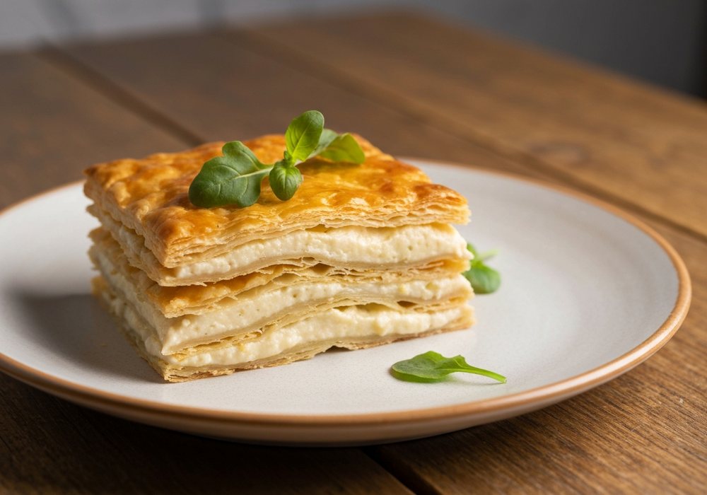 Mille-feuille z kremem waniliowym na maślanym cieście francuskim