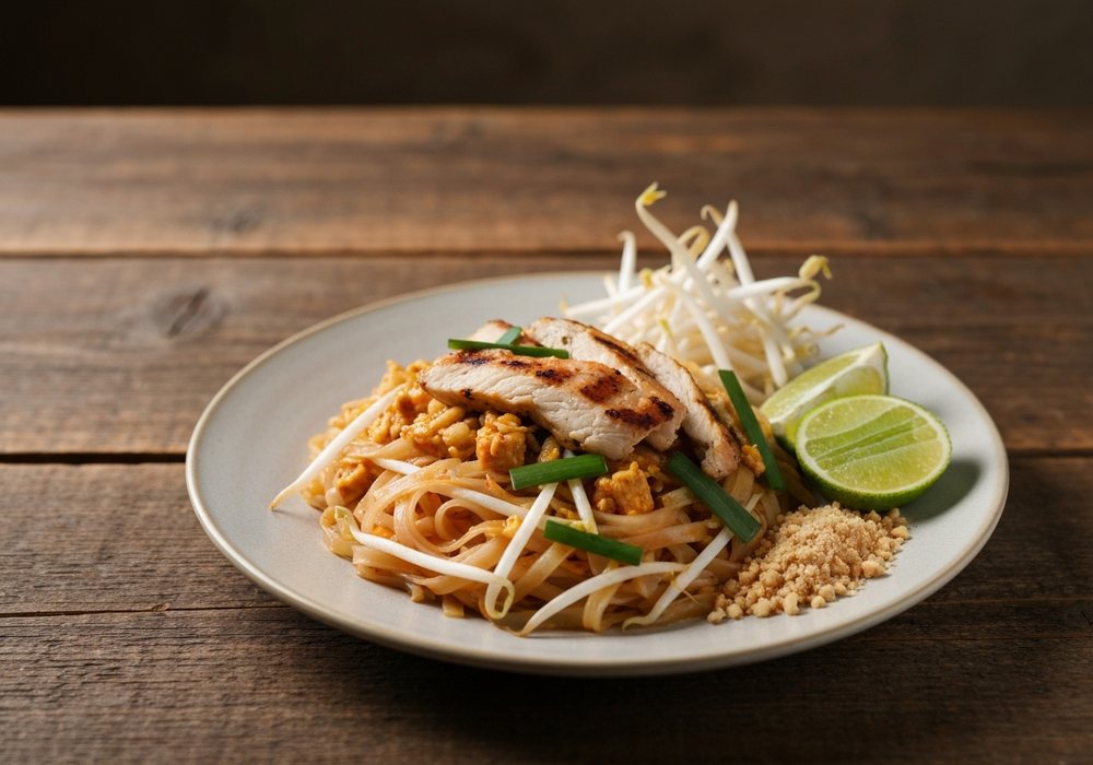 Pad thai z kurczakiem w aromatycznym sosie tamaryndowym