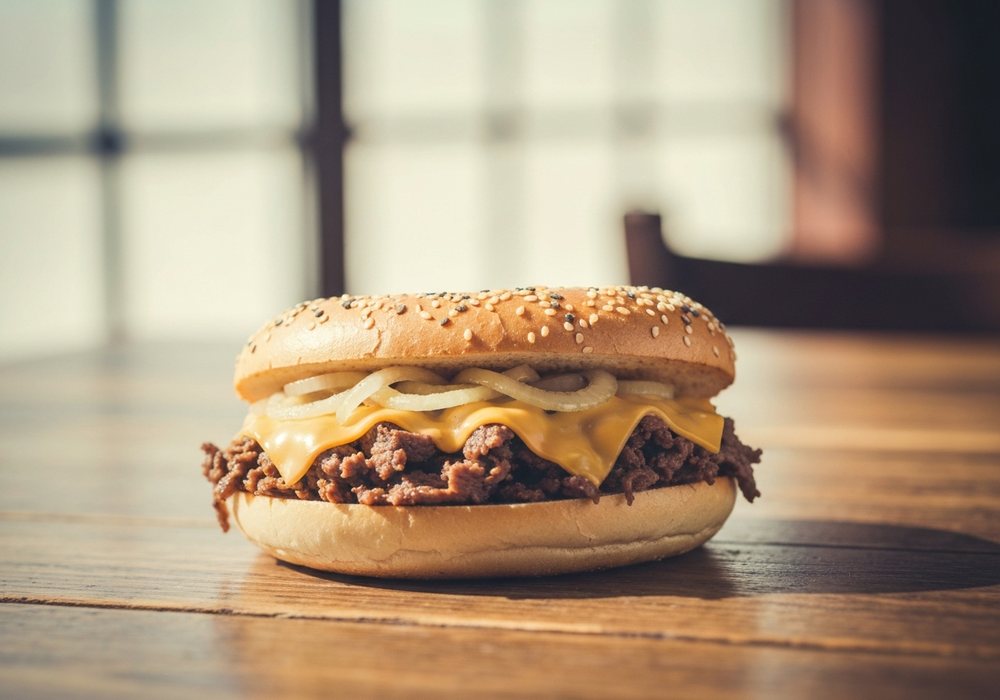 Philly cheesesteak z wołowiną, cebulą i roztopionym serem