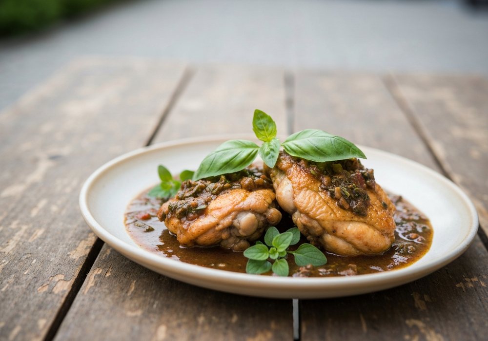 Kurczak po myśliwsku (pollo alla cacciatora) w aromatycznym sosie
