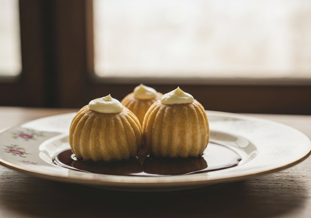 Profiteroles z bitą śmietaną i sosem czekoladowym